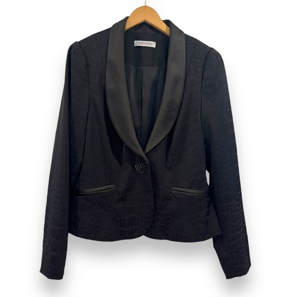 Kay Unger Jackets & Blazers - Kay Unger NY Black Formal Tonal Animal Print Womens Tuxedo Style Blazer